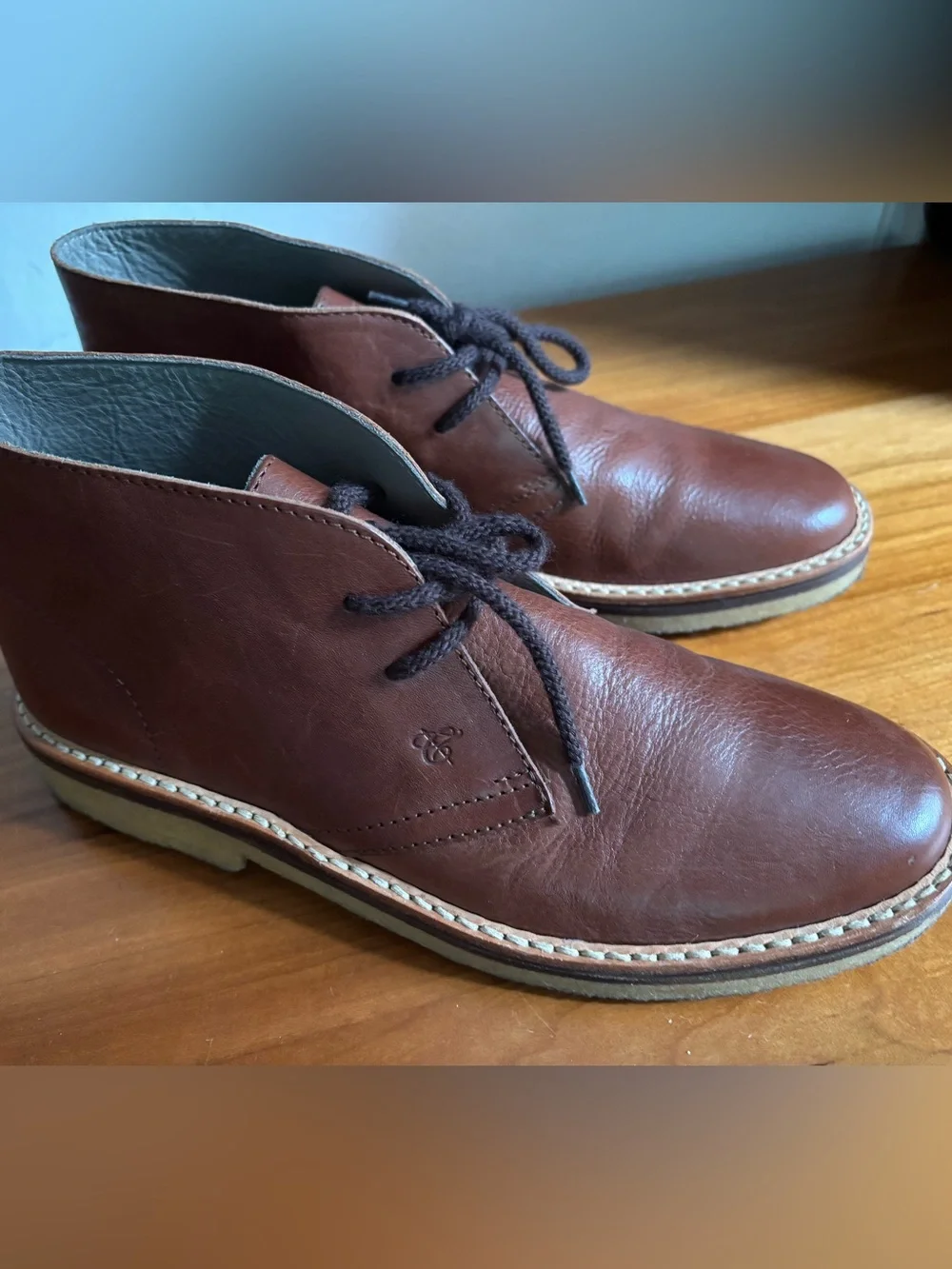Canali Light Brown Leather Men's Chukka Boots Made in Italy Size 41